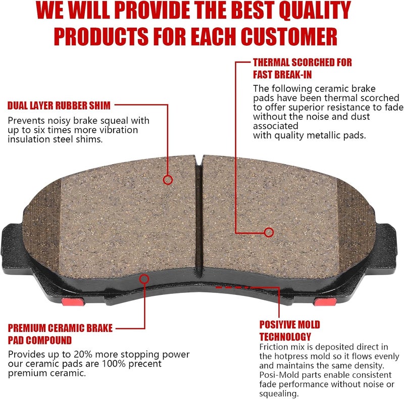 HECHENQICHE Ceramic Front Brake Pads for Acura RDX/TLX, for Honda CR-V/Accord Crosstour/Odyssey/Passport & Subaru Legacy - Image 2